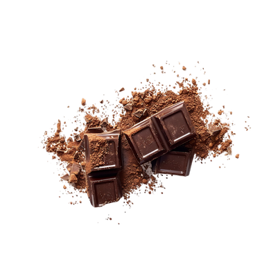 Barra de chocolate e cacau em pó