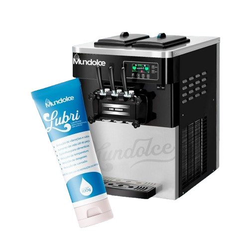 Lubri aplicado nas peças móveis da máquina de sorvete expresso Mundolce